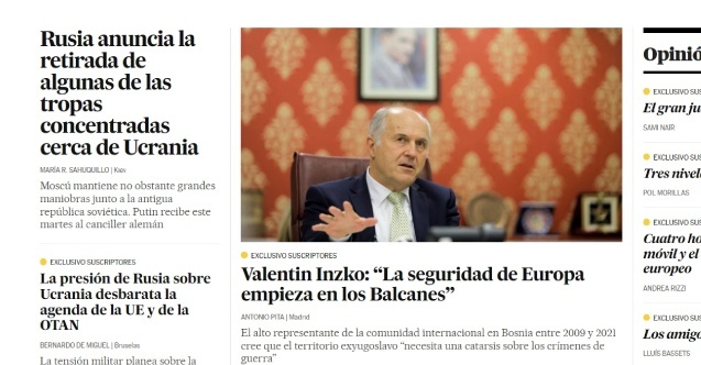 Inzko za španski list El Pais:  "Dodik je nepredvidivi populista i kameleon"